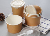 Disposable Kraft Paper Soup Cups Containers With Cover And Spoon 16oz 20oz Size
