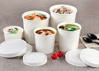 600ml 800ml To Go Paper Soup Cups With Covers And Spoons White Color