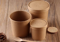 China Disposable Kraft Paper Soup Cups Containers With Cover And Spoon 16oz 20oz Size company