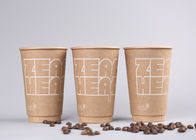 Kraft Personalized Paper Coffee Cups / Disposable Drinking Cups 8oz 12oz 16oz