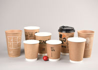 China 8oz 12oz 16oz Kraft Double Wall Paper Cups PE Coated With Plastic Lids company