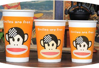 Soda Drinking Disposable Cold Cups With Lids Monkey Logo,  FSC ISO Approved