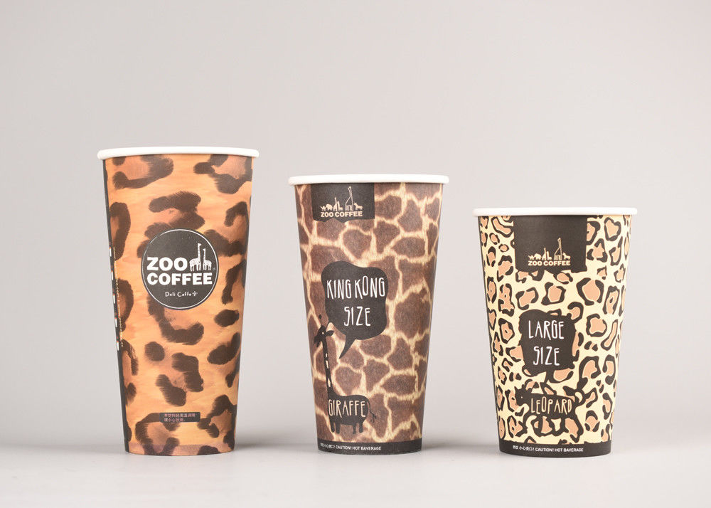 Hot Drinks Take Out Coffee Cups Disposable With 3- Color Printing