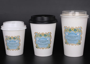 China Recycled To Go Coffee Disposable Cups With Lids And Straws , Full Colour Printing factory