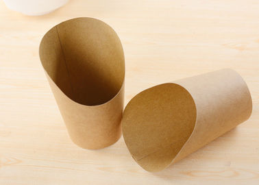 China Grease Resistant Kraft Paper French Fry Cups , Fast Food Chip Scoop Box factory