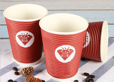 Takeaway Eco Friendly Coffee Cups , Red Disposable Hot Beverage Cups