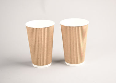 China 16oz 400ml Ripple Wall Paper Cups , Branding Kraft Ripple Coffee Cups factory