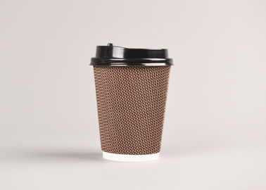 China Take Out Triple Wall Cups With Lids , Ripple Paper Coffee Cups For Hot Drinking factory